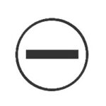 Símbolo que representa la punta plana de un destornillador, mostrando su forma recta y única, similar a un signo de resta horizontal dentro de un círculo.