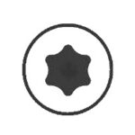 Símbolo que representa la punta de un destornillador Torx, mostrando su forma de estrella de seis puntas dentro de un círculo.